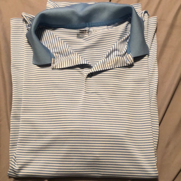 Blue and White Stripe Nike Golf Polo - Picture 1 of 3